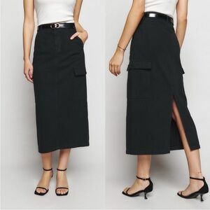 Reformation Black Midi Skirt